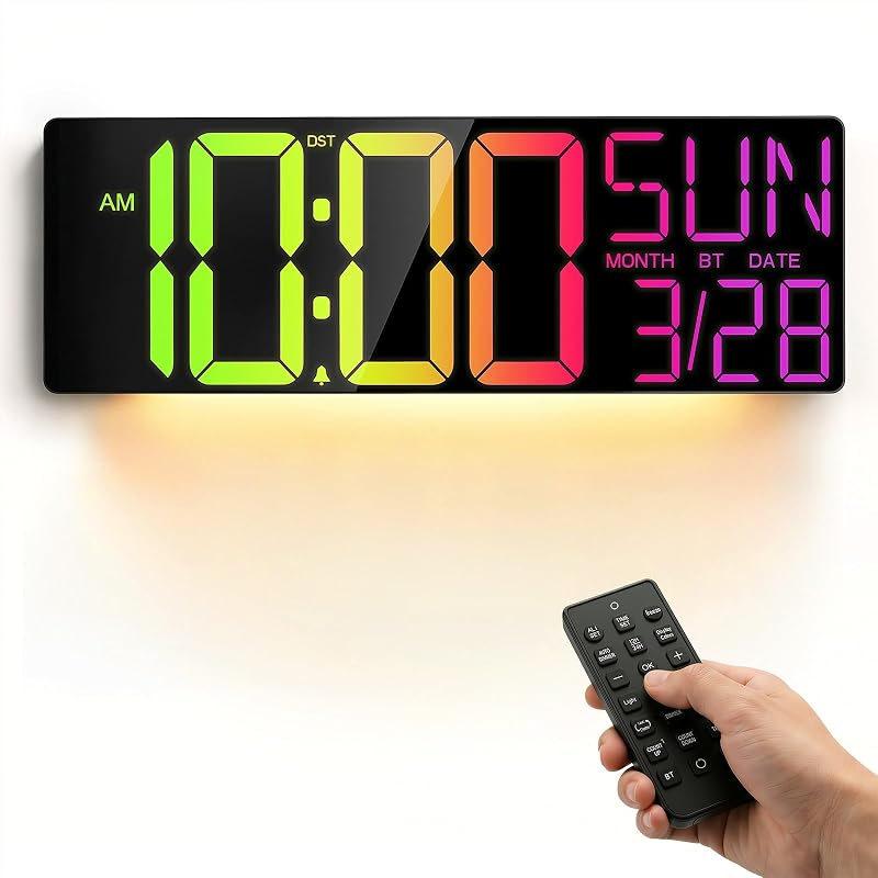 JALL 18-Inch Wall Clock with 12 RGB Lights